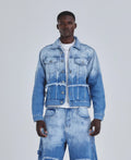 HOLY STATE UNDRGLD DOUBLE DESTROYED JACKET BLUE