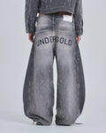 W HOLY STATE RIPPED WIDE JEANS WASHED GRAY