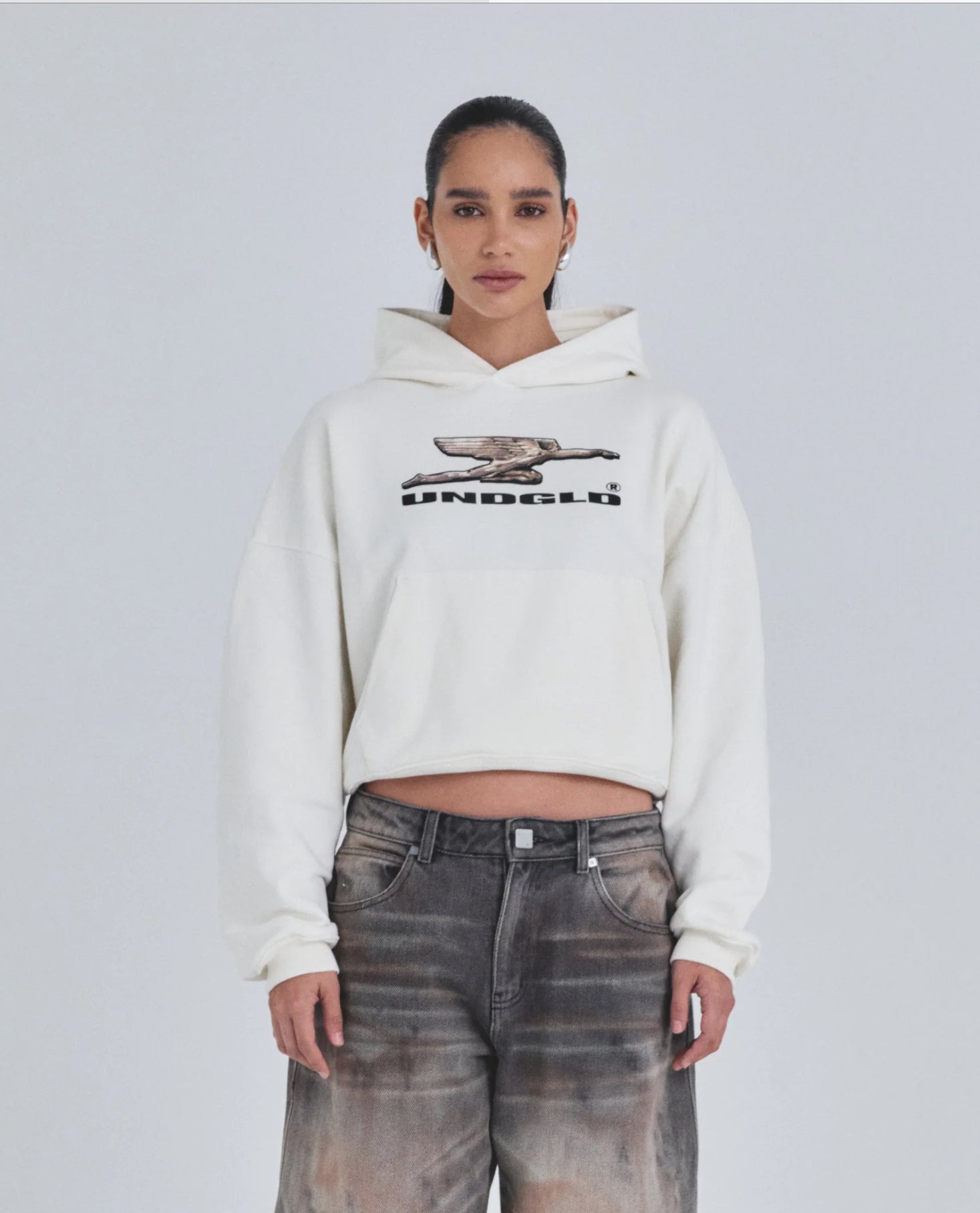 W HOLY STATE DECO BOXY FIT HOODIE WHITE