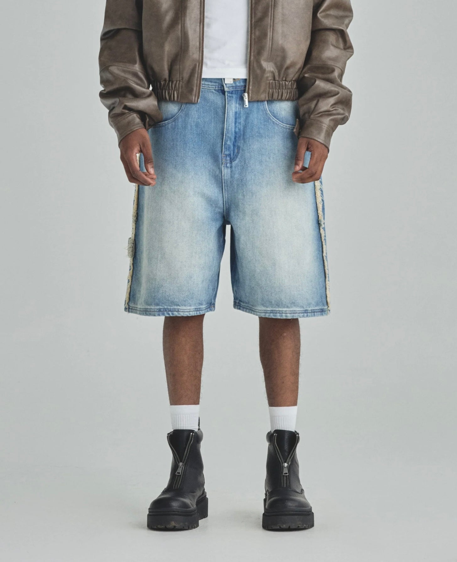 SPRING FRAYED JORTS BLUE