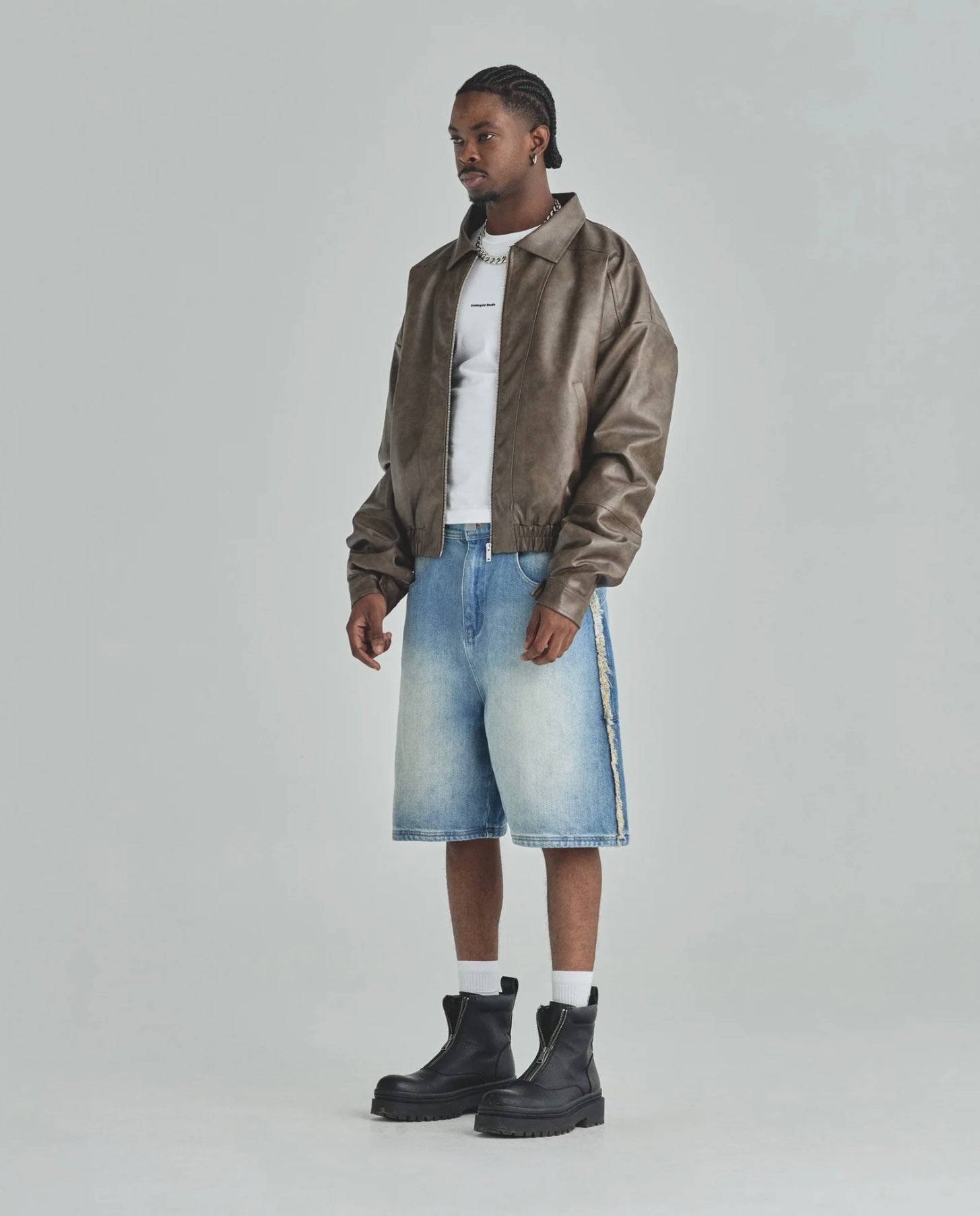 SPRING FRAYED JORTS BLUE