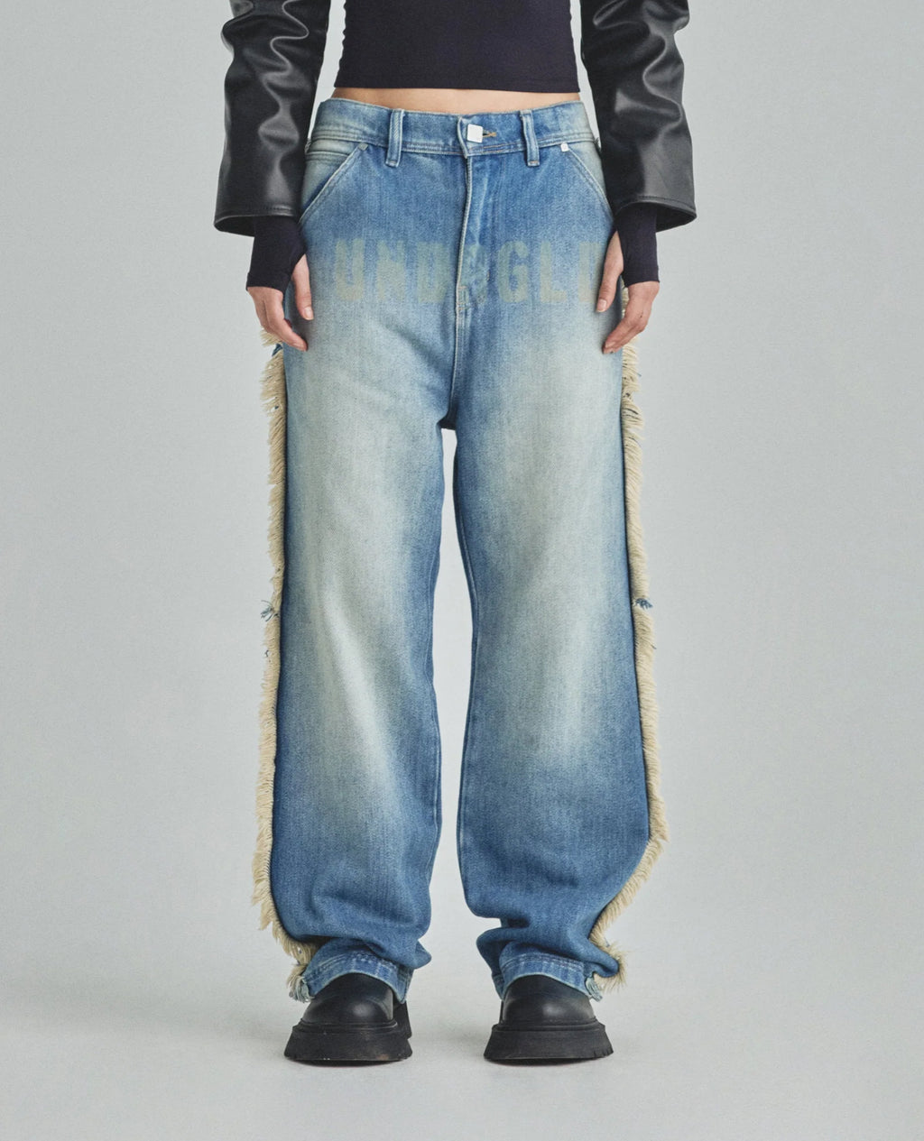 W Spring UNDRGLD Frayed Wide Jeans Blue