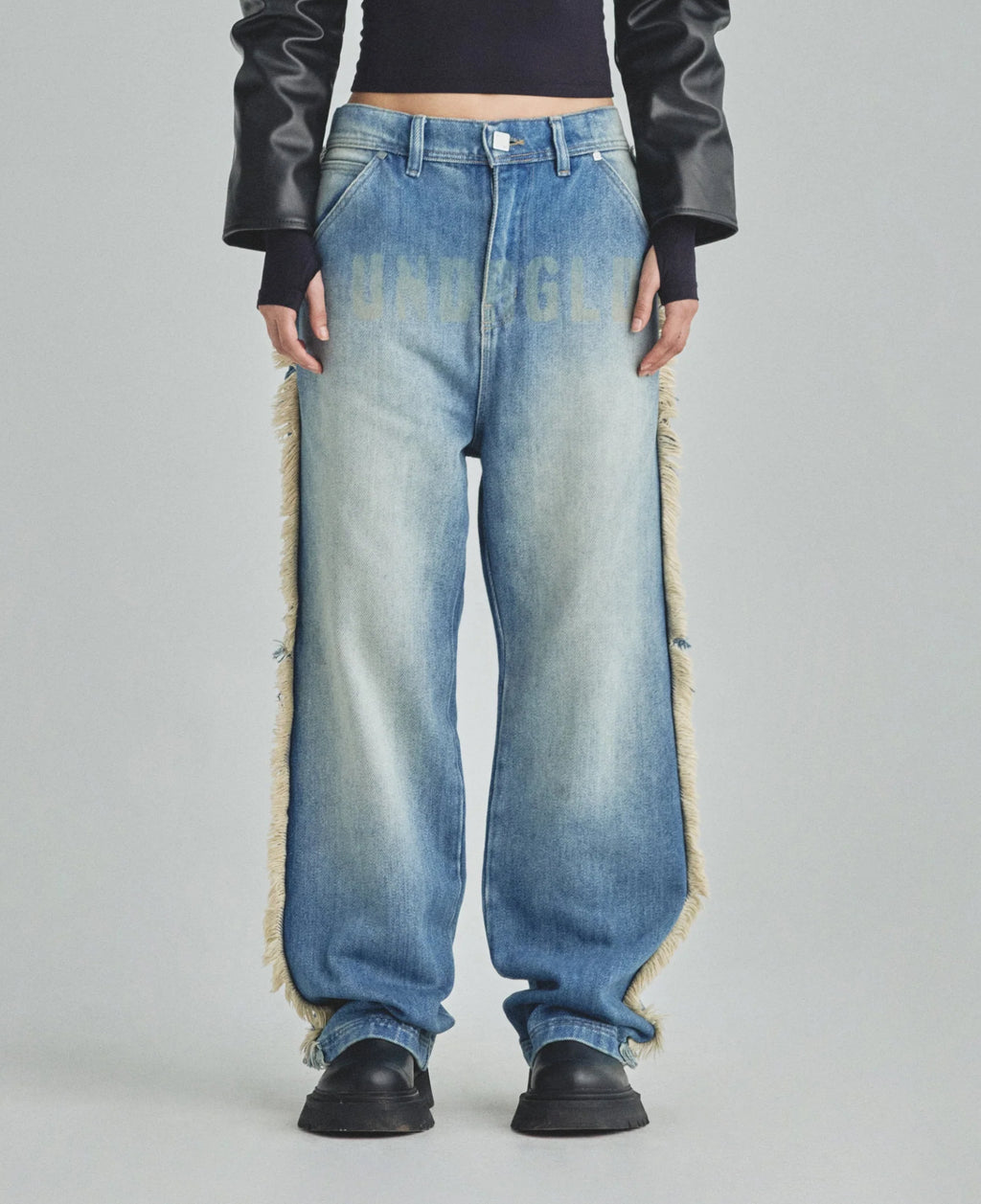 W Spring UNDRGLD Frayed Wide Jeans Blue