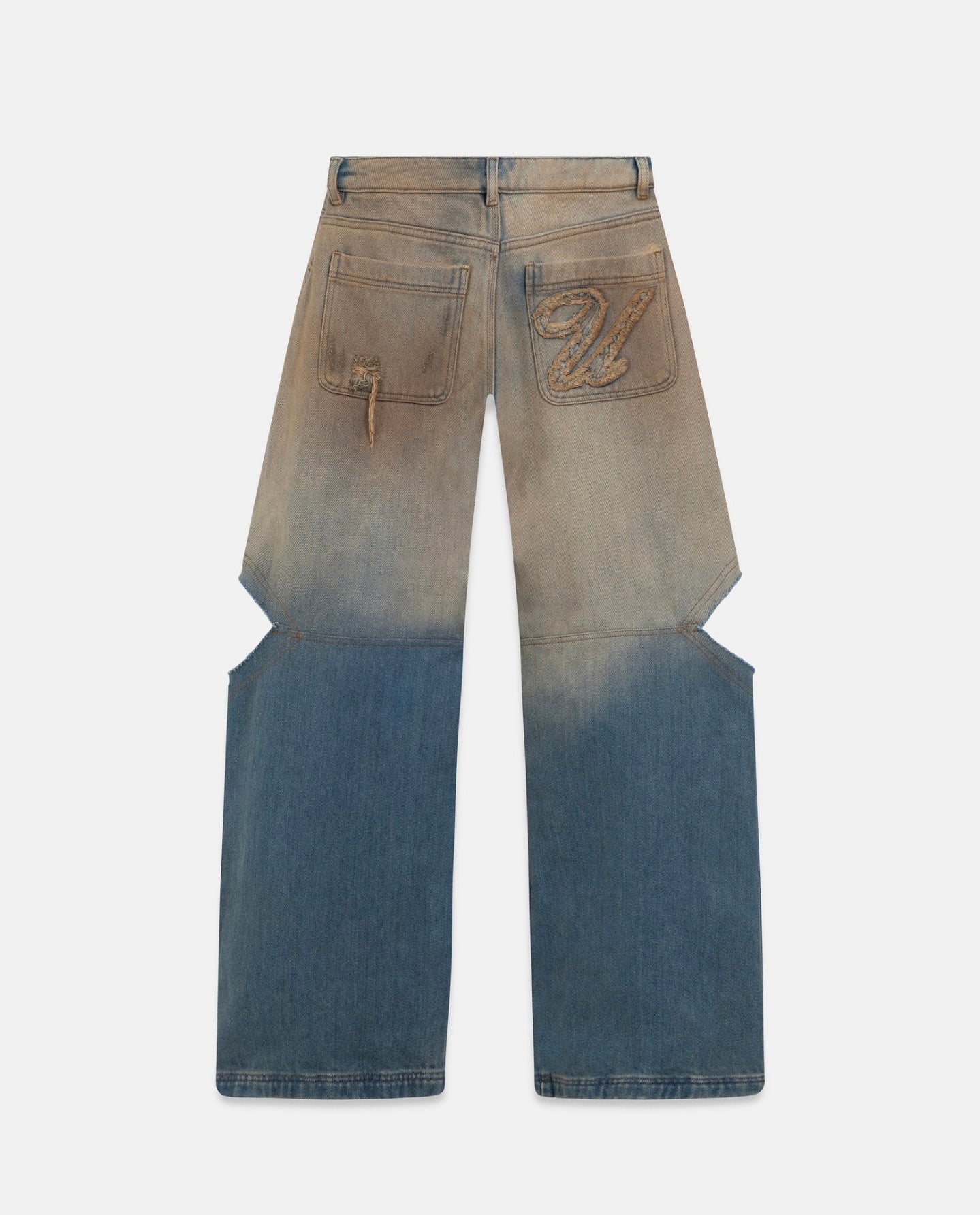 W HOLY STATE SPLIT KNEE WIDE JEANS SAND BLUE