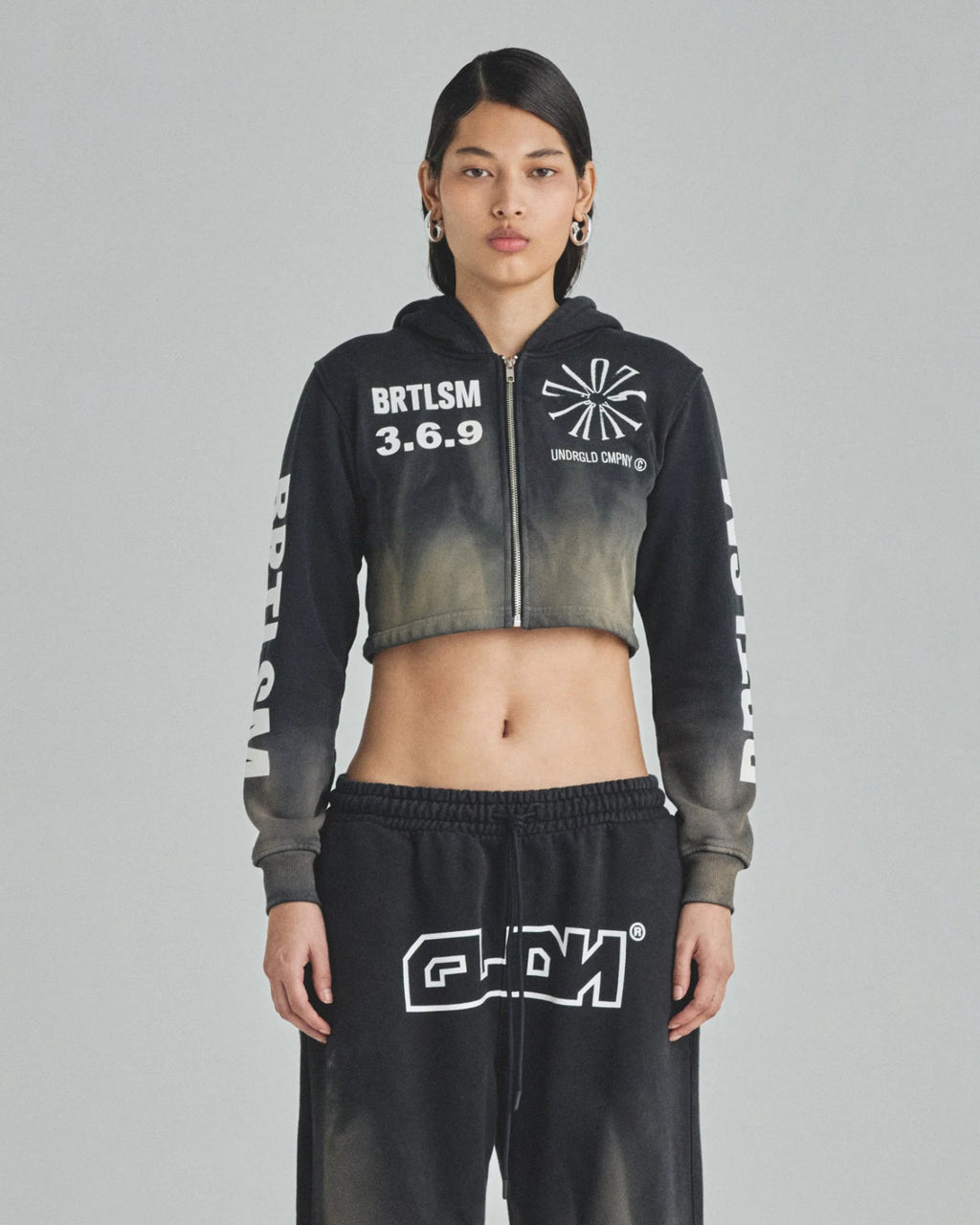 W SPRING PRAY 4 LOVE ZIP UP SLIM FIT HOODIE SANDBLAST GRAY FLAME