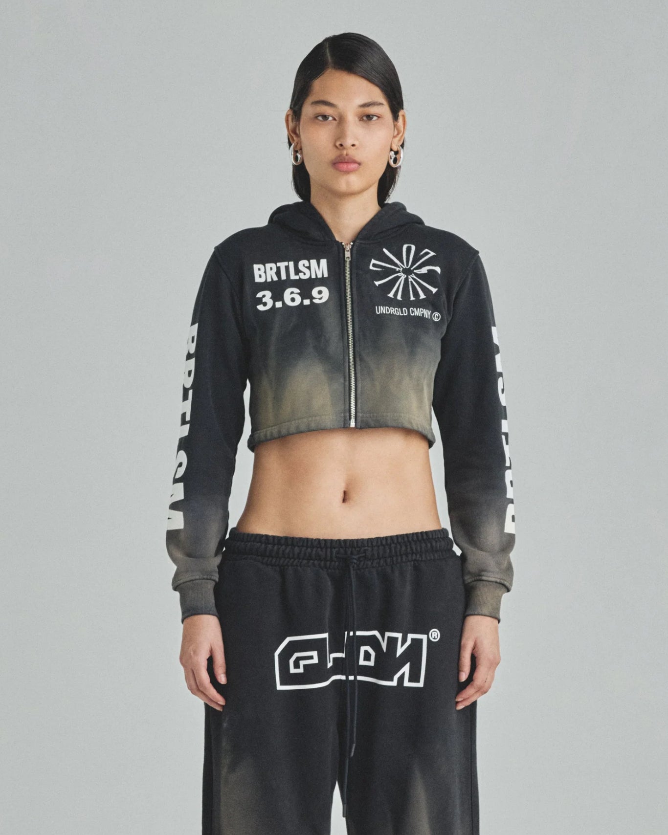 W SPRING PRAY 4 LOVE ZIP UP SLIM FIT HOODIE SANDBLAST GRAY FLAME