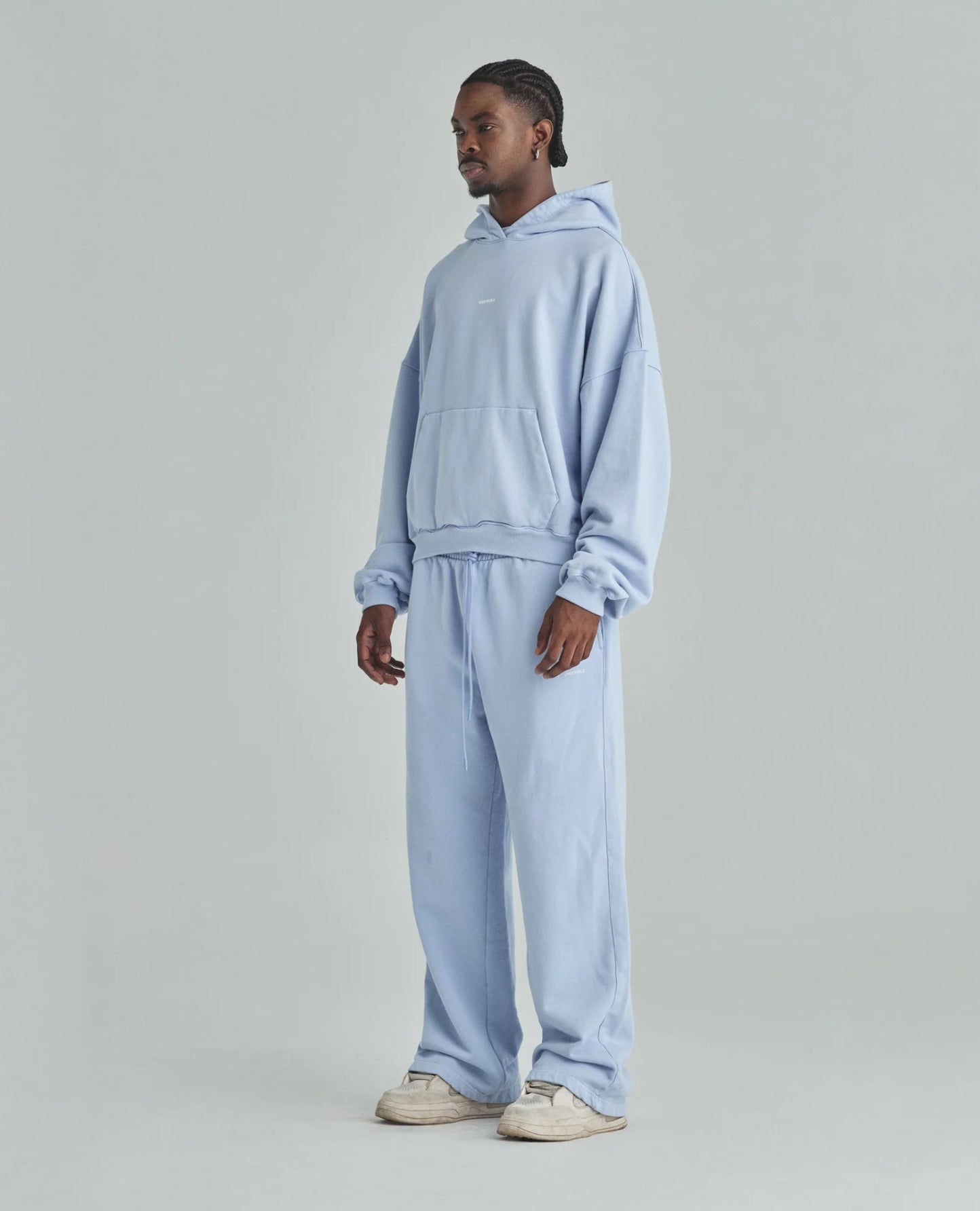 BASICS UNDERGOLD BOXY FIT HOODIE LIGHT BLUE