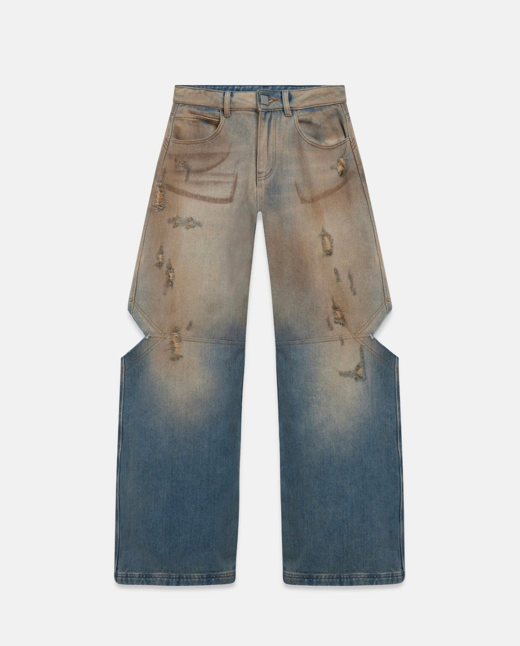 W HOLY STATE SPLIT KNEE WIDE JEANS SAND BLUE