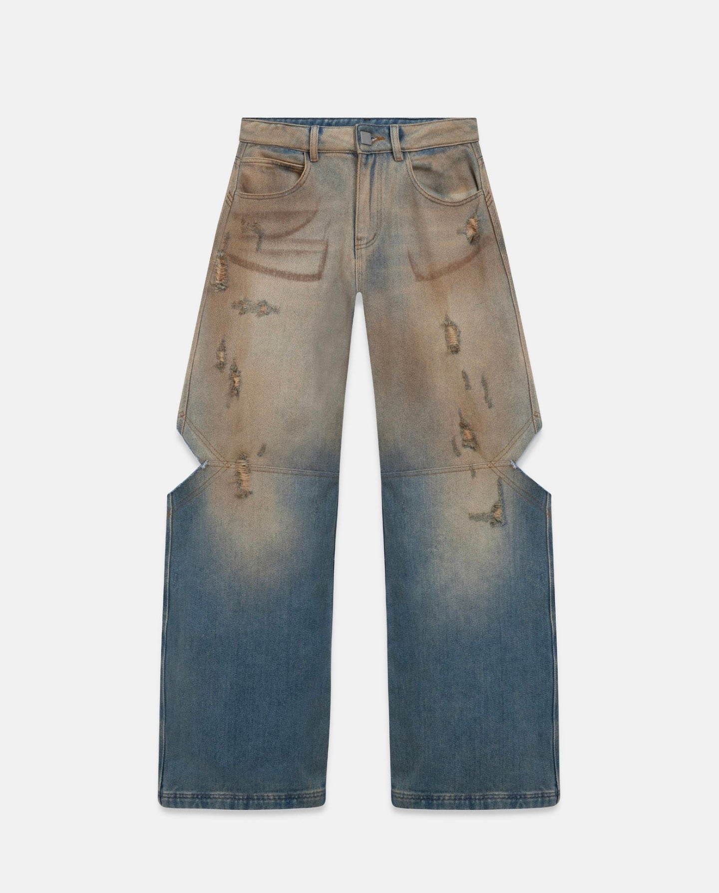 W HOLY STATE SPLIT KNEE WIDE JEANS SAND BLUE