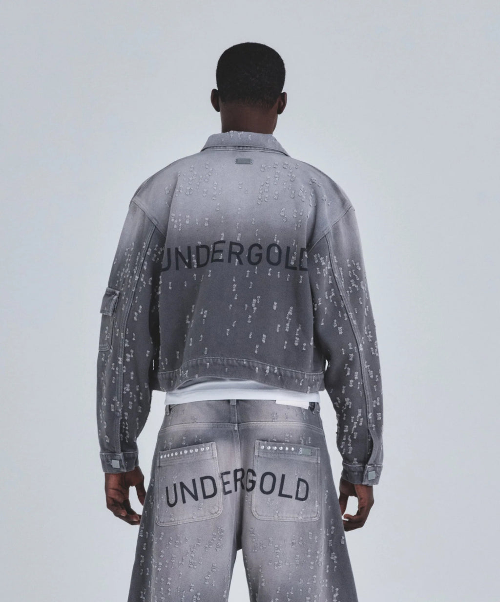 HOLY STATE UNDRGLD RIPPED JACKET WASHED GRAY