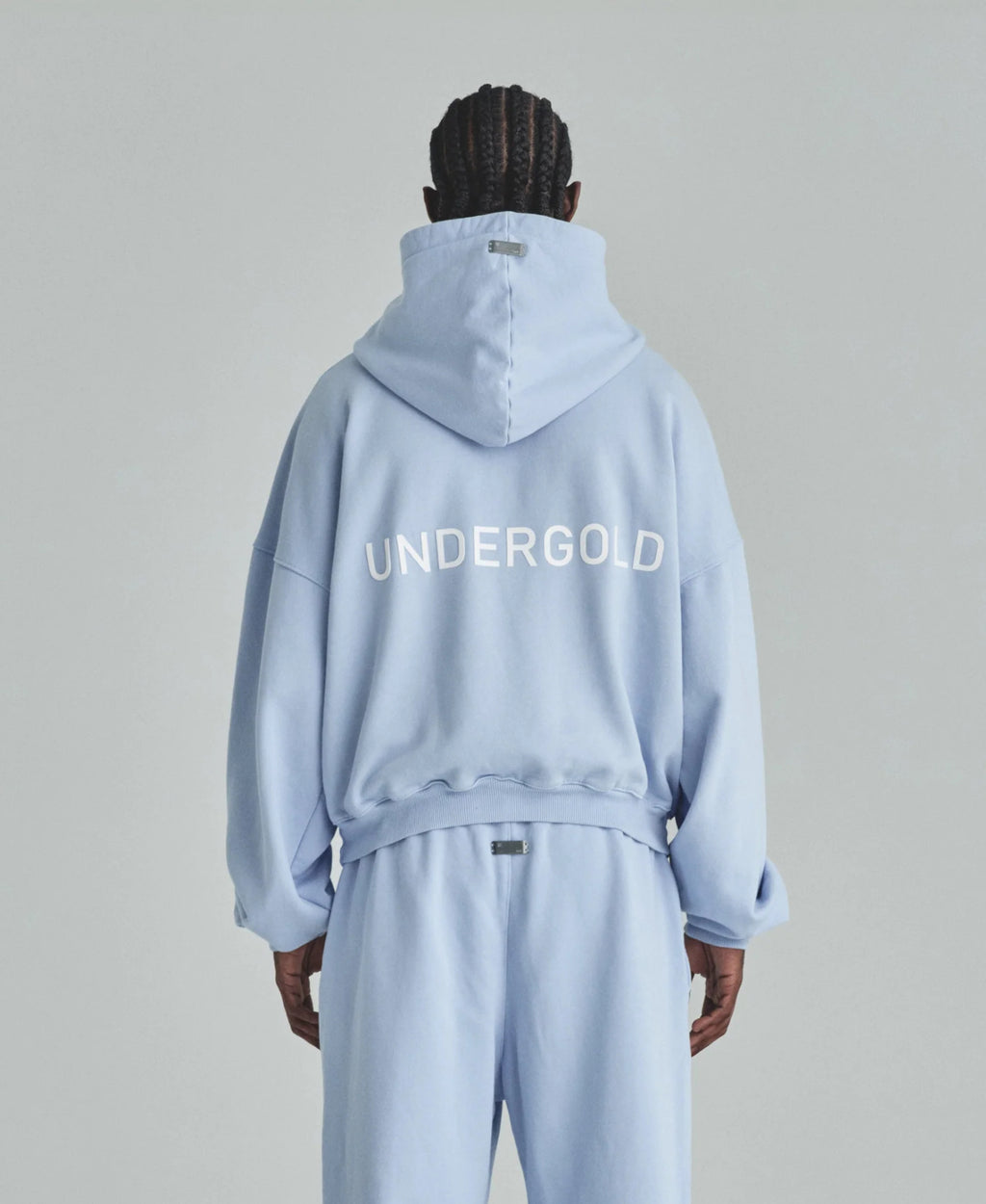BASICS UNDERGOLD BOXY FIT HOODIE LIGHT BLUE