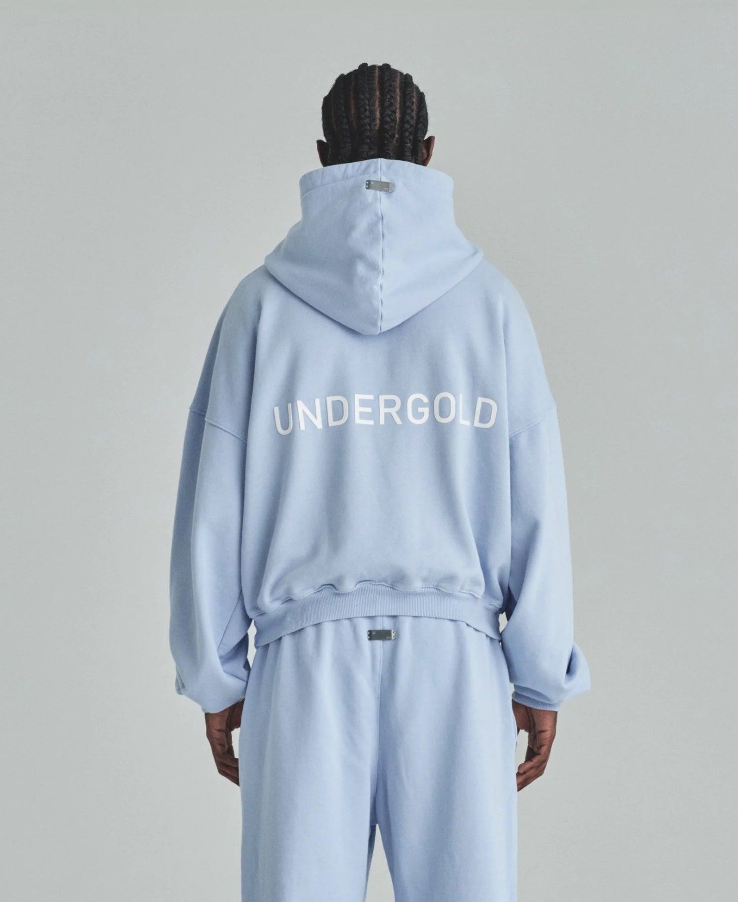 BASICS UNDERGOLD BOXY FIT HOODIE LIGHT BLUE