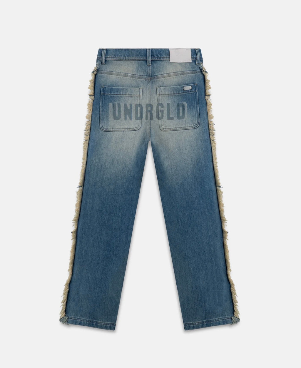 SPRING UNDERGLD FRAYED WIDE JEANS BLUE