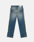 SPRING UNDERGLD FRAYED WIDE JEANS BLUE
